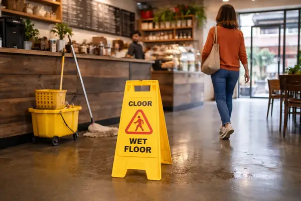 escenario de riesgo de resbalón y caída del seguro de responsabilidad civil general