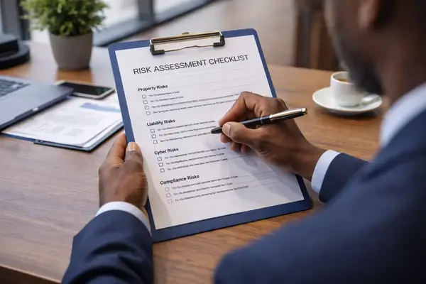 Propietario de una LLC que mapea los riesgos del seguro empresarial