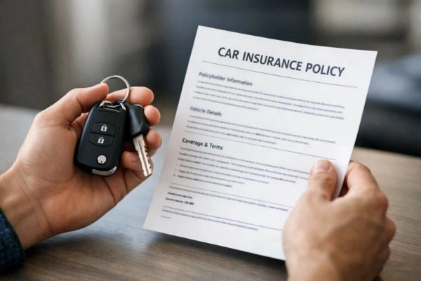 Joven conductor con las llaves del coche y la póliza de seguro tras cumplir 25 años