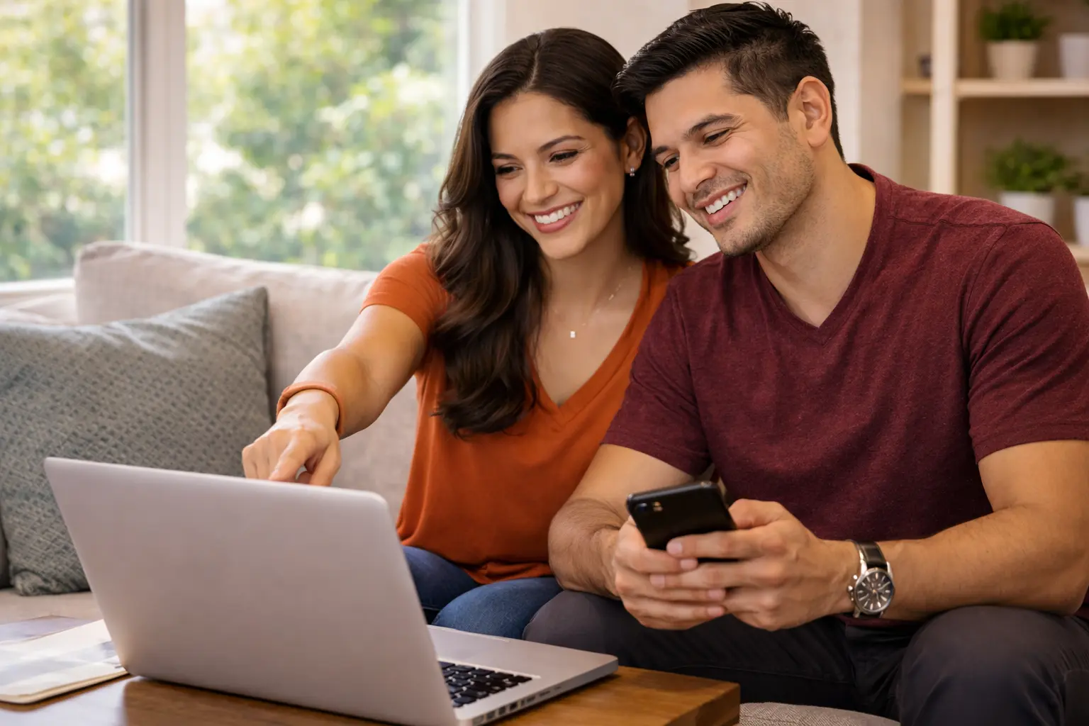 Pareja en Kingwood Area explorando opciones de seguros con Paga Menos Insurance en Houston TX