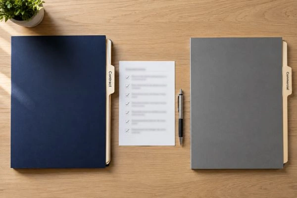 Carpetas de documentos de contratos y fianzas comerciales