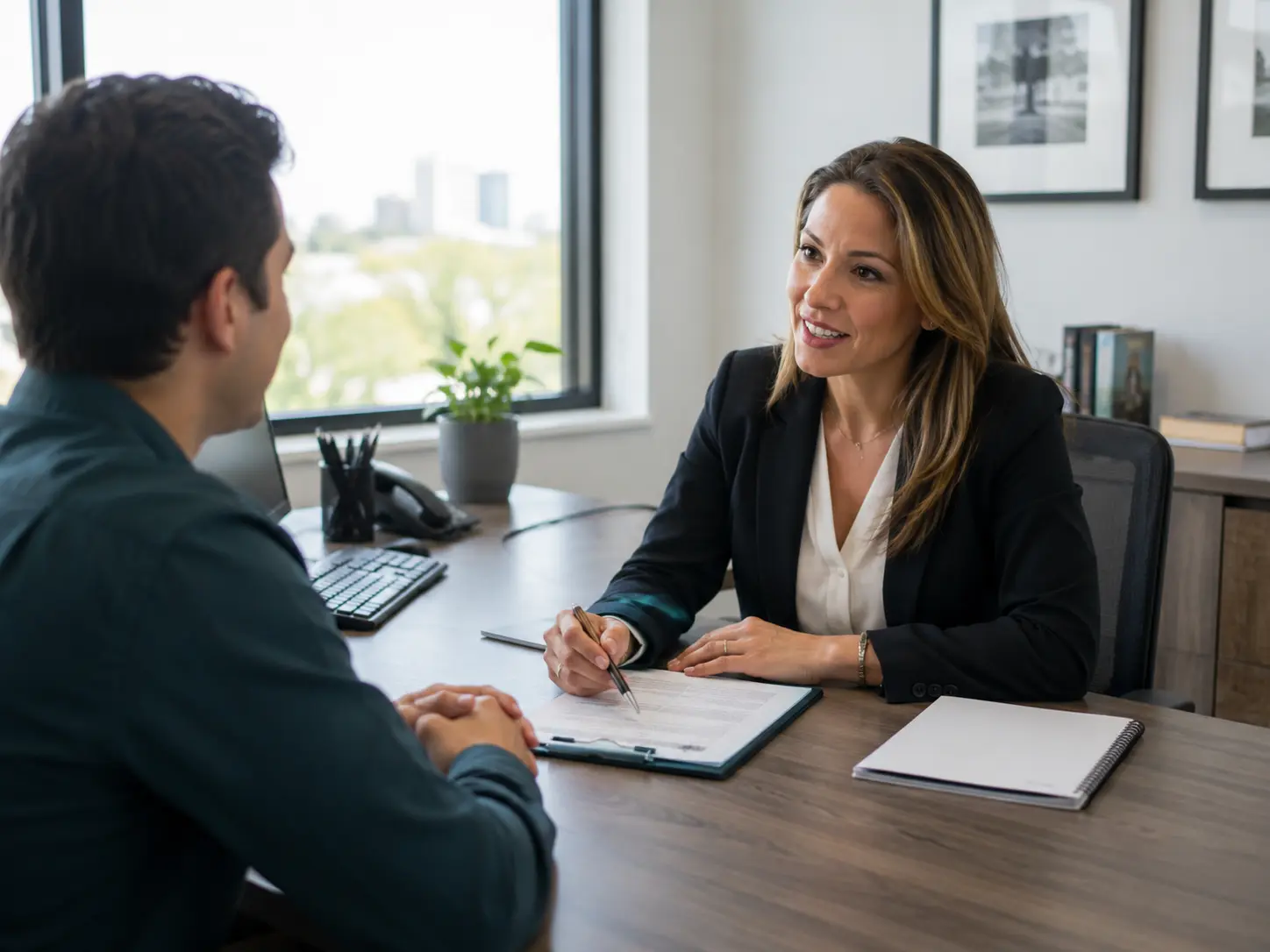Agente de seguros asesorando a un cliente