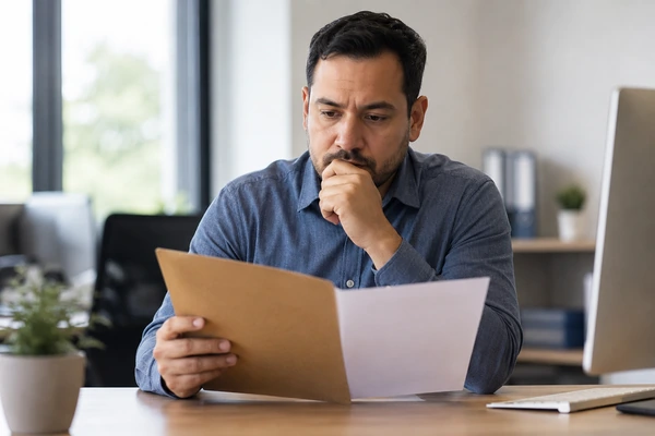 Empleado revisando la cobertura de seguro de vida incluida en su trabajo