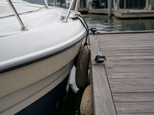 Bote acercándose a un muelle de marina