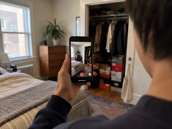 Inquilino graba un video inventario de su apartamento para el seguro