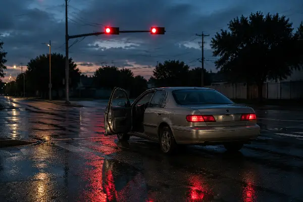 Carro abandonado tras un choque con un conductor sin seguro en Texas