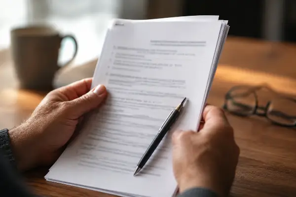 Revisando el formulario del endoso de cimientos de una póliza de casa