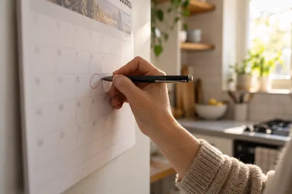 Marcando en el calendario el plazo para revisar una póliza de seguro de vida