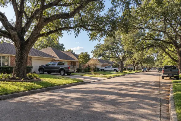 Calle residencial en el suroeste de Houston donde viven muchas familias hispana